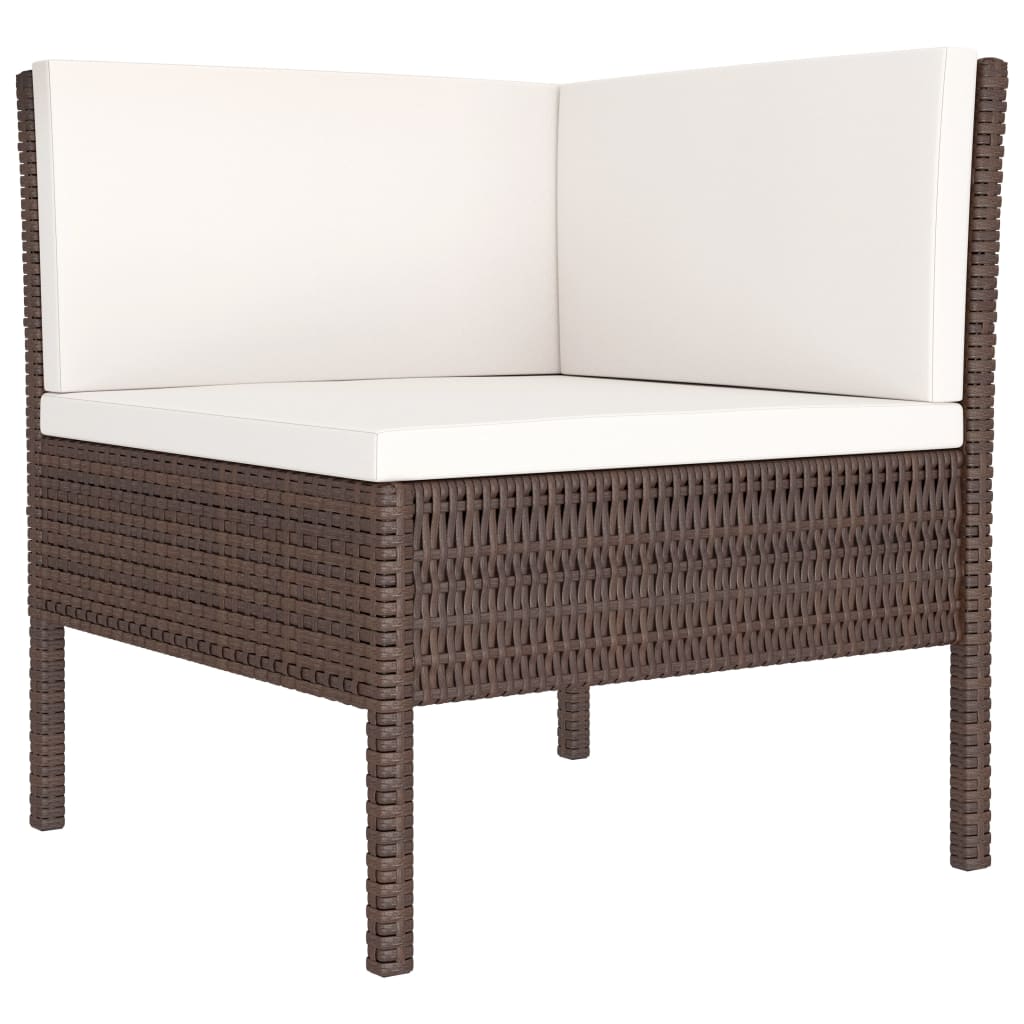 Set Divani da Giardino 3 pz con Cuscini in Polyrattan Marrone cod mxl 41582