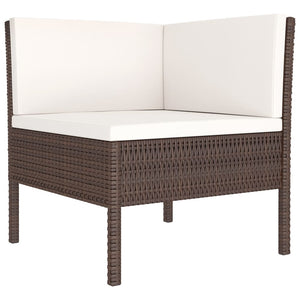 Set Divani da Giardino 3 pz con Cuscini in Polyrattan Marrone cod mxl 41582