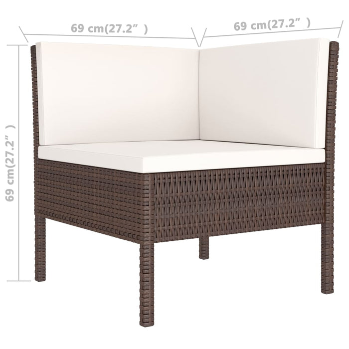 Set Divani da Giardino 3 pz con Cuscini in Polyrattan Marrone cod mxl 41582