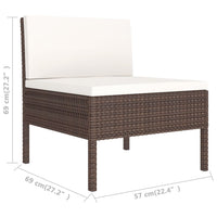 Set Divani da Giardino 3 pz con Cuscini in Polyrattan Marrone cod mxl 41582