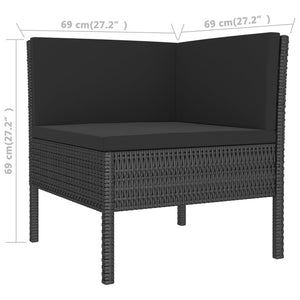 Set Divani da Giardino 3 pz con Cuscini in Polyrattan Nero 310187