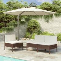 Sedie da Giardino 3 pz con Cuscini in Polyrattan Marroni 310189