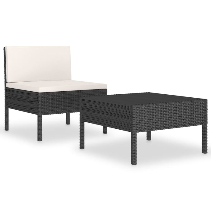 Set Divani da Giardino 2 pz con Cuscini in Polyrattan Nero 310198