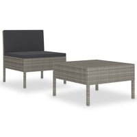 Set Divani da Giardino 2 pz con Cuscini in Polyrattan Grigio cod mxl 42195