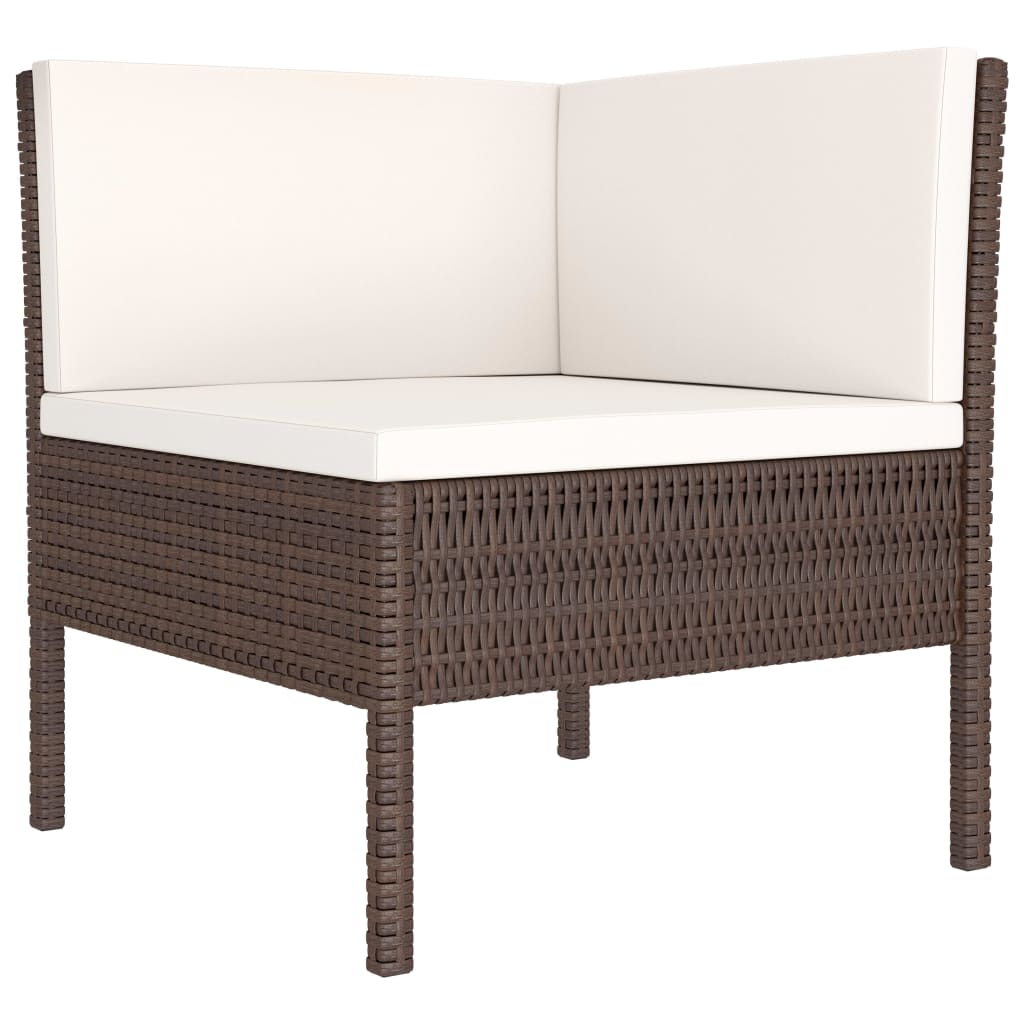 Set Divani da Giardino 3 pz con Cuscini in Polyrattan Marrone cod mxl 37754