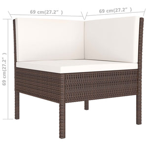 Set Divani da Giardino 3 pz con Cuscini in Polyrattan Marrone cod mxl 37754