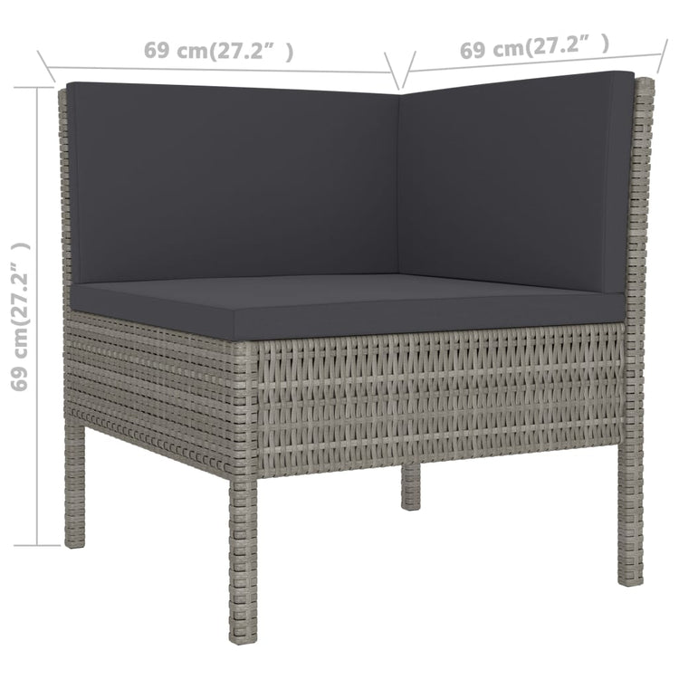 Set Divani da Giardino 3 pz con Cuscini in Polyrattan Grigio cod mxl 37750