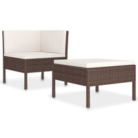 Set Divani da Giardino 2 pz con Cuscini in Polyrattan Marrone cod mxl 37755