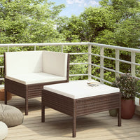 Set Divani da Giardino 2 pz con Cuscini in Polyrattan Marrone cod mxl 37755