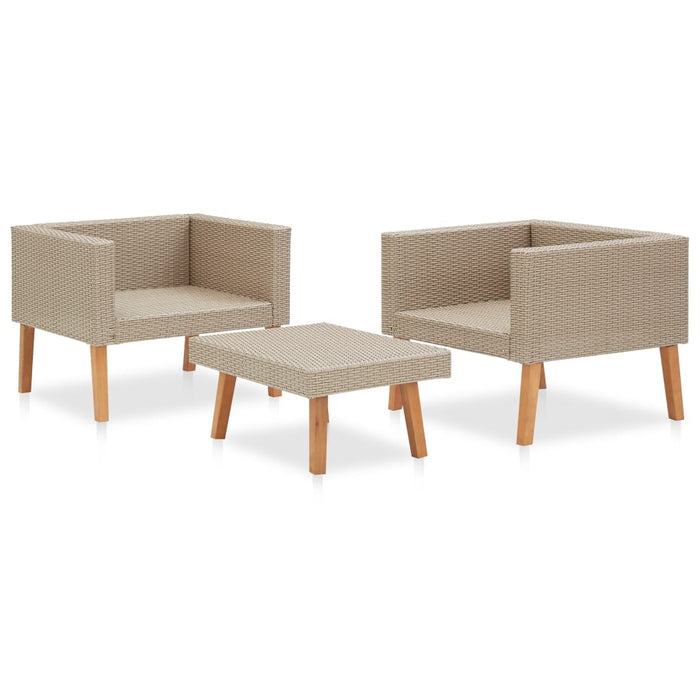 Set Divani da Giardino 3 pz con Cuscini in Polyrattan Beige cod mxl 40341