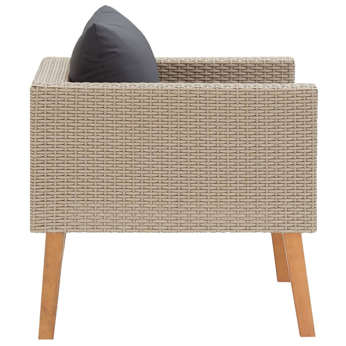 Divano da Giardino Singolo con Cuscini in Polyrattan Beige cod mxl 70660