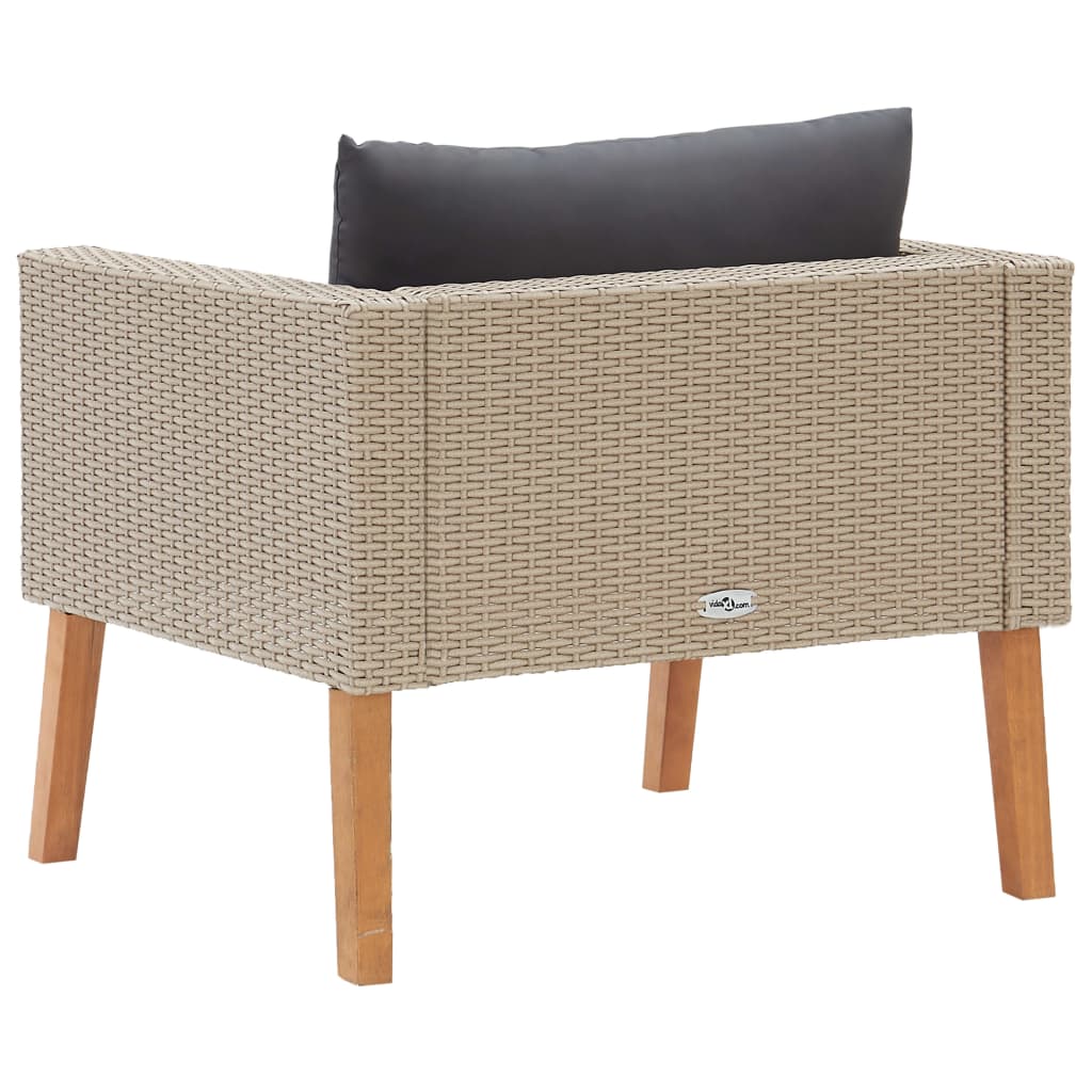 Divano da Giardino Singolo con Cuscini in Polyrattan Beige cod mxl 70660