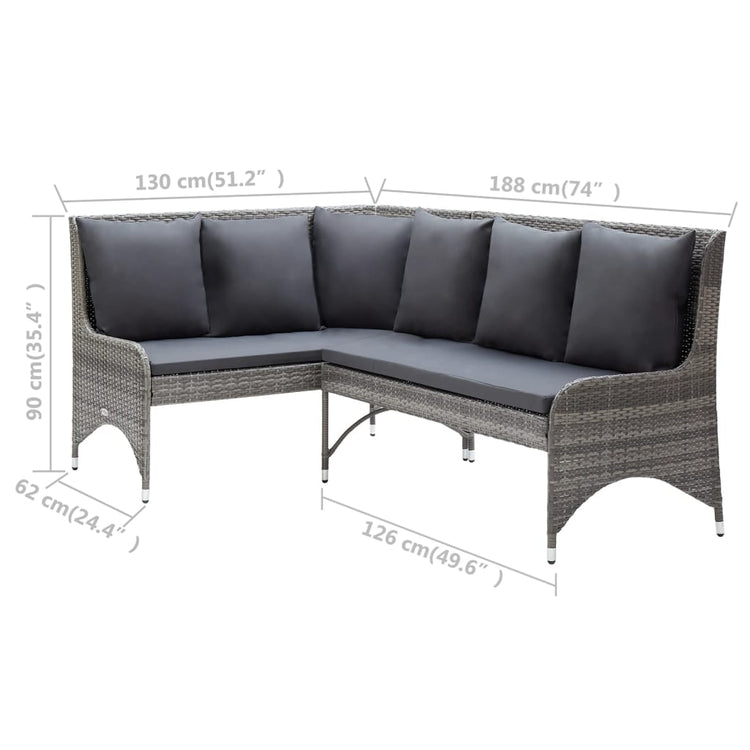 Divani Angolari da Giardino 2 pz in Polyrattan Grigio 310223