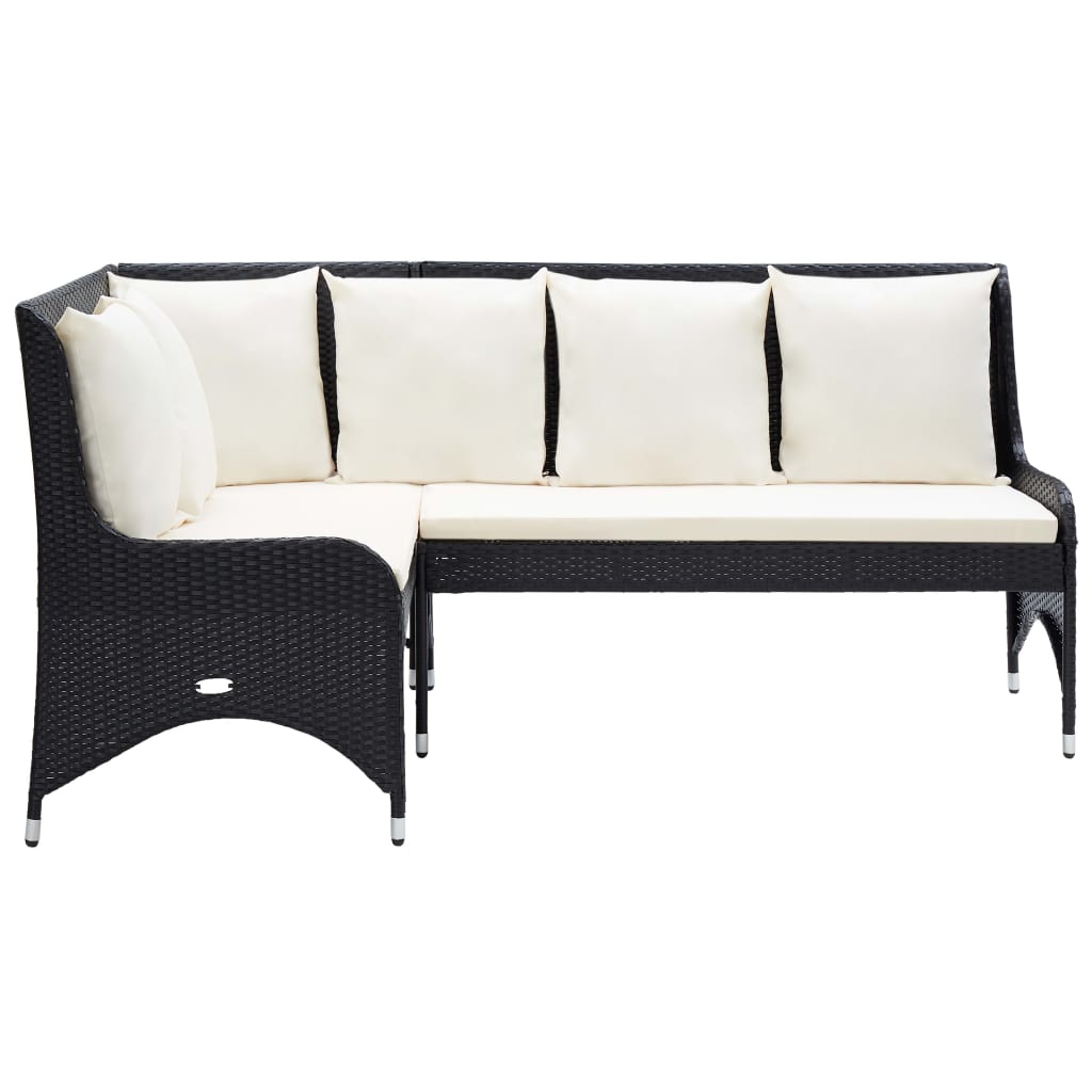 Divani Angolari da Giardino 2 pz in Polyrattan Nero 310224