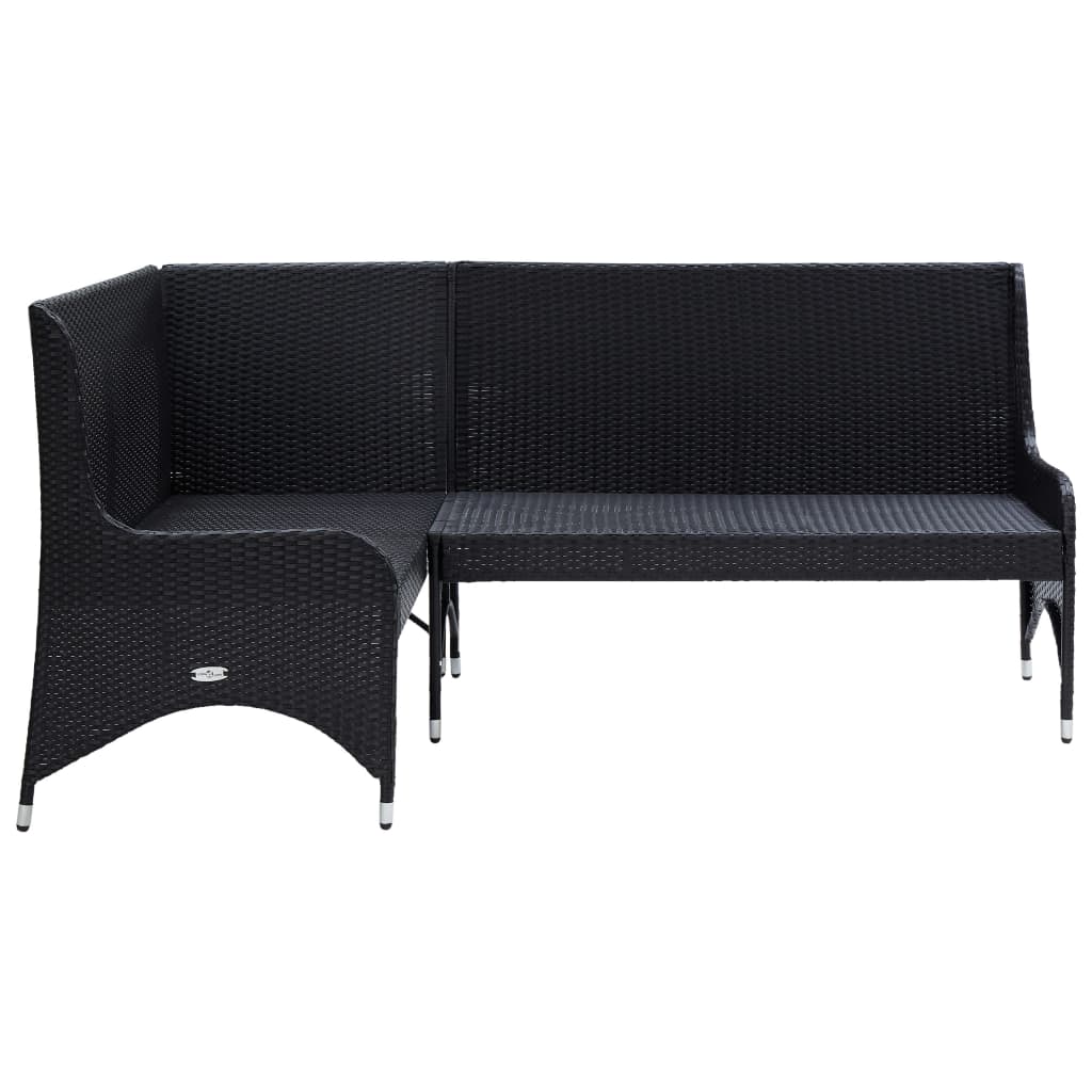 Divani Angolari da Giardino 2 pz in Polyrattan Nero 310224