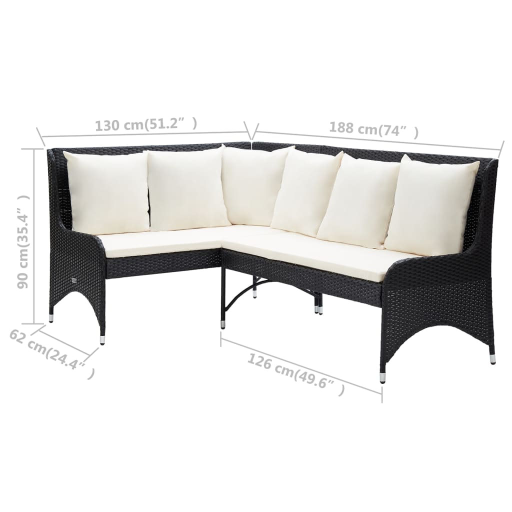 Divani Angolari da Giardino 2 pz in Polyrattan Nero 310224