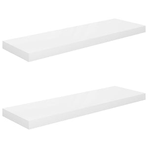 Scaffali a Parete 2 pz Bianco Lucido 80x23,5x3,8 cm in MDF 323752