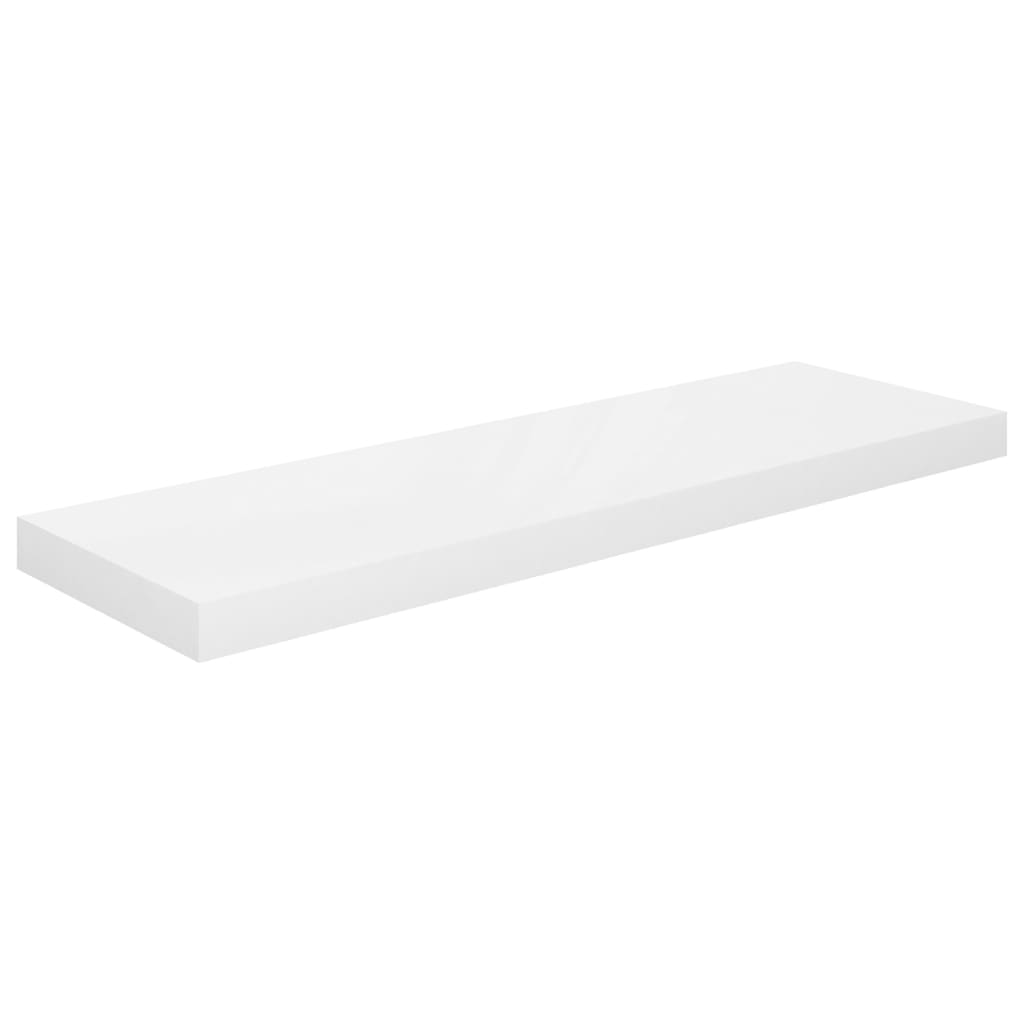 Scaffali a Parete 2 pz Bianco Lucido 80x23,5x3,8 cm in MDF 323752