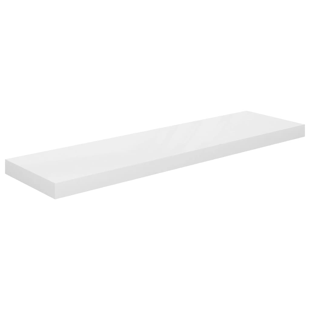 Scaffale a Parete Bianco Lucido 90x23,5x3,8 cm in MDF 323754