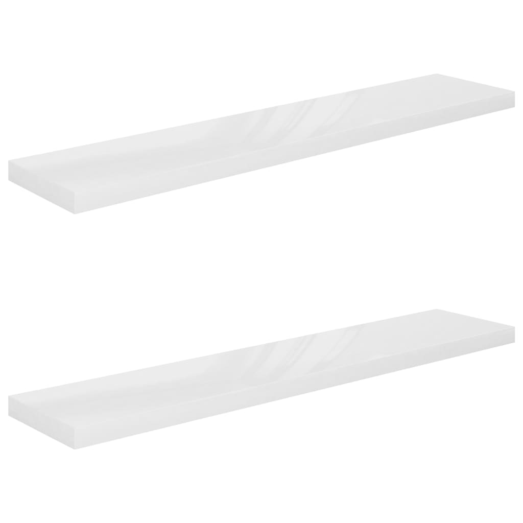 Scaffali a Parete 2 pz Bianco Lucido 120x23,5x3,8 cm in MDF 323758