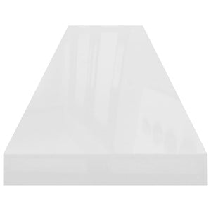 Scaffali a Parete 2 pz Bianco Lucido 120x23,5x3,8 cm in MDF 323758