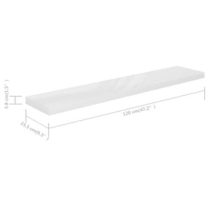 Scaffali a Parete 2 pz Bianco Lucido 120x23,5x3,8 cm in MDF 323758