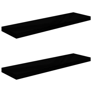 Scaffali a Parete 2 pz Nero Lucido 90x23,5x3,8 cm in MDF cod mxl 33103