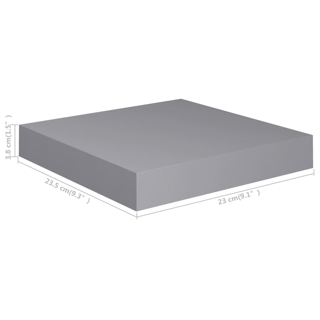 Scaffale a Parete Grigio 23x23,5x3,8 cm in MDF 323844