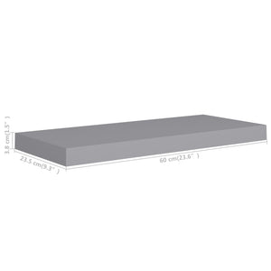 Scaffali a Parete 2 pz Grigi 60x23,5x3,8 cm in MDF cod mxl 33723