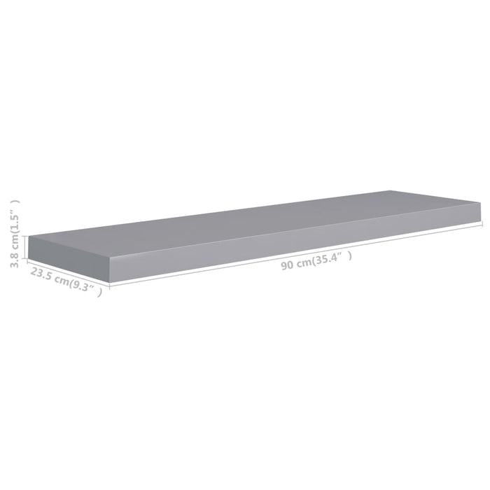 Scaffale a Parete Grigio 90x23,5x3,8 cm in MDF cod mxl 33310