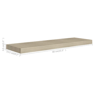 Scaffale a Parete Rovere 80x23,5x3,8 cm in MDF 323877