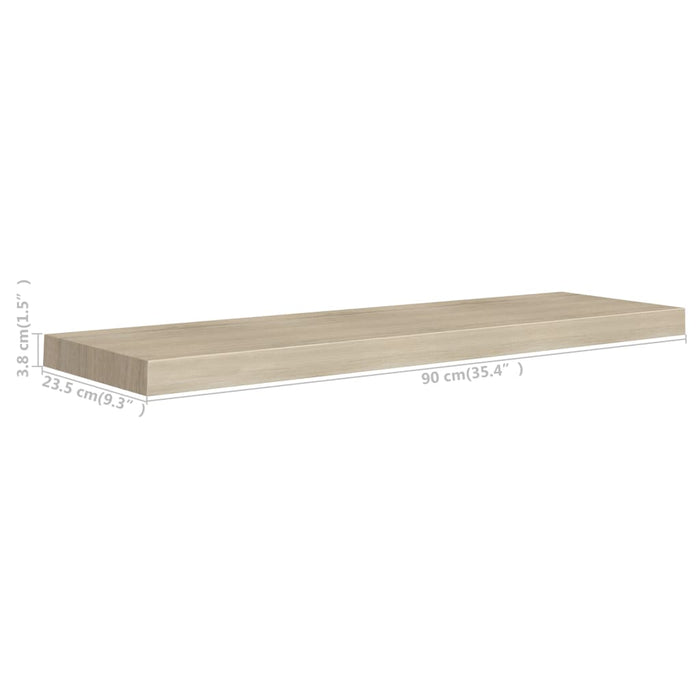 Scaffali a Parete 2 pz Rovere 90x23,5x3,8 cm in MDF cod mxl 33526