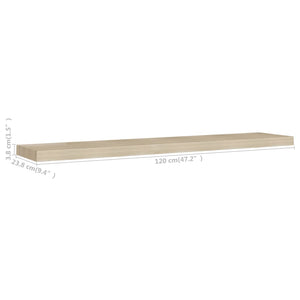 Scaffali a Parete 2 pz Rovere 120x23,5x3,8 cm in MDF 323884