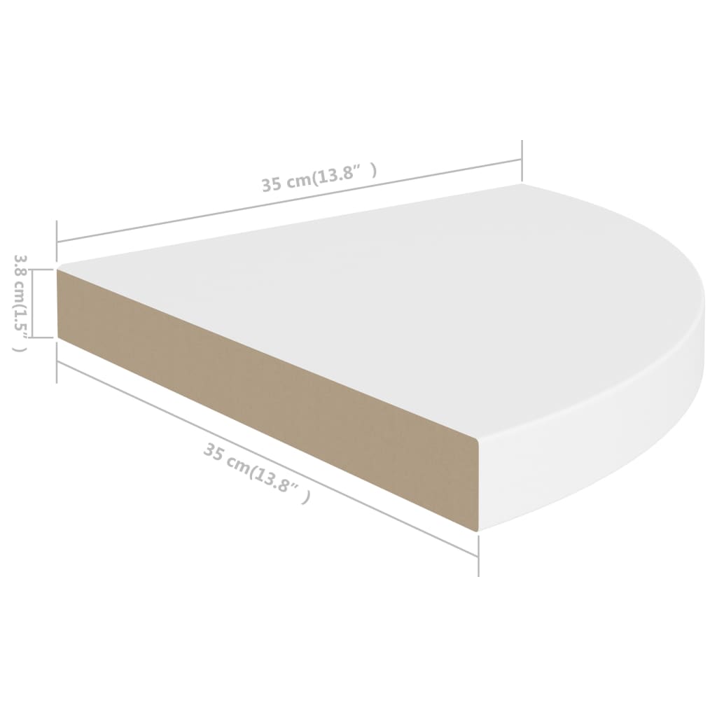 Scaffali Angolari a Parete 4 pz Bianchi 35x35x3,8 cm MDF 323918