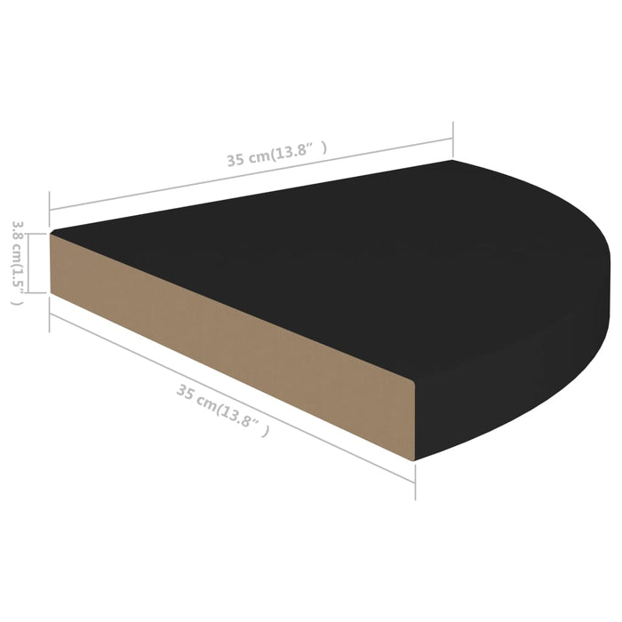 Scaffale Angolare a Parete Nero 35x35x3,8 cm in MDF cod mxl 32731