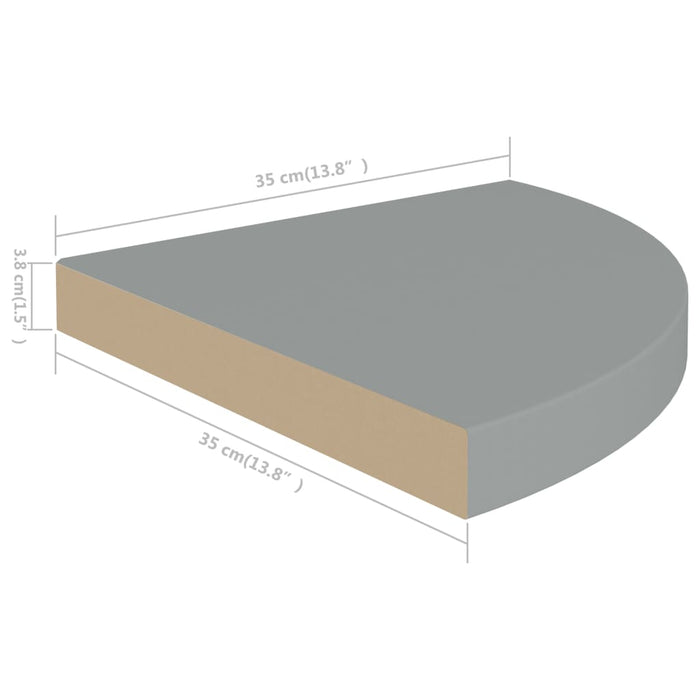 Scaffale Angolare a Parete Grigio 35x35x3,8 cm in MDF 323922