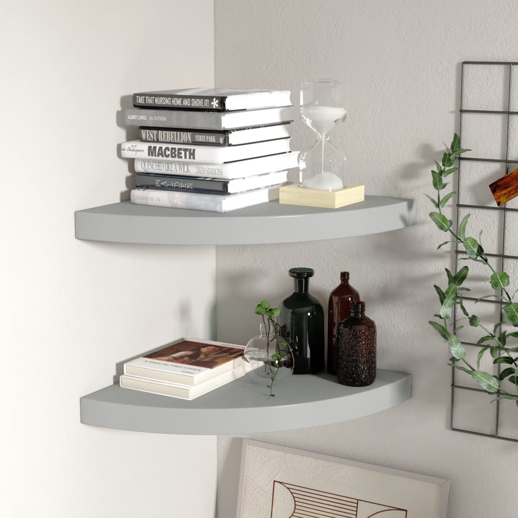 323923 Floating Corner Shelves 2 pcs Grey 35x35x3,8 cm MDF cod mxl 74733