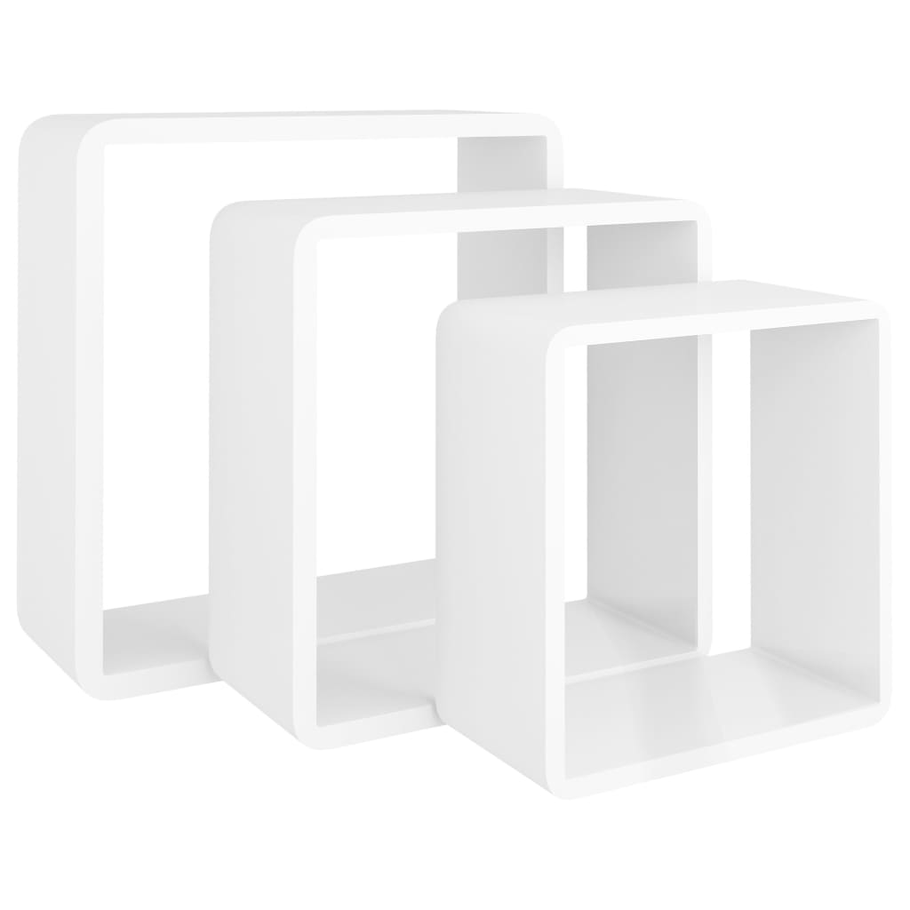 Mensole a Cubo da Parete 3 pz Bianco in MDF cod mxl 61296