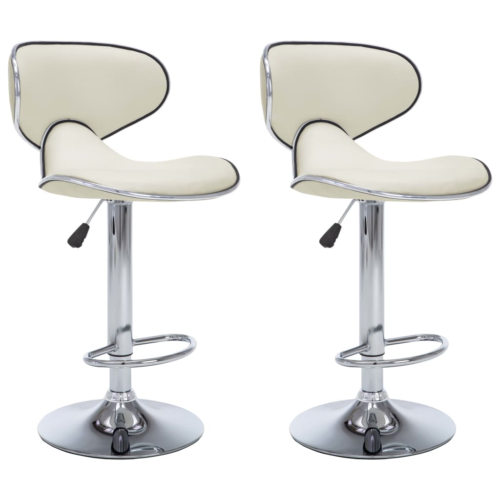 323647  Bar Stools 2 pcs Cream Faux Leather 323647