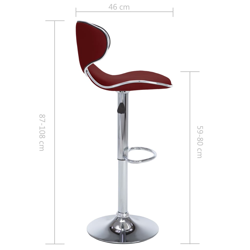 323649  Bar Stools 2 pcs Wine Red Faux Leather 323649