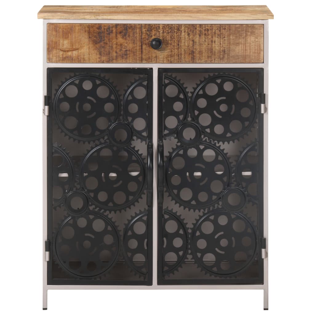 Credenza 60x35x75 cm in Legno di Mango Grezzo e Ferro 323736