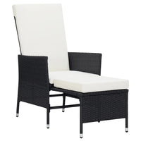 Sedia da Giardino Reclinabile con Cuscino in Polyrattan Nero cod mxl 23069