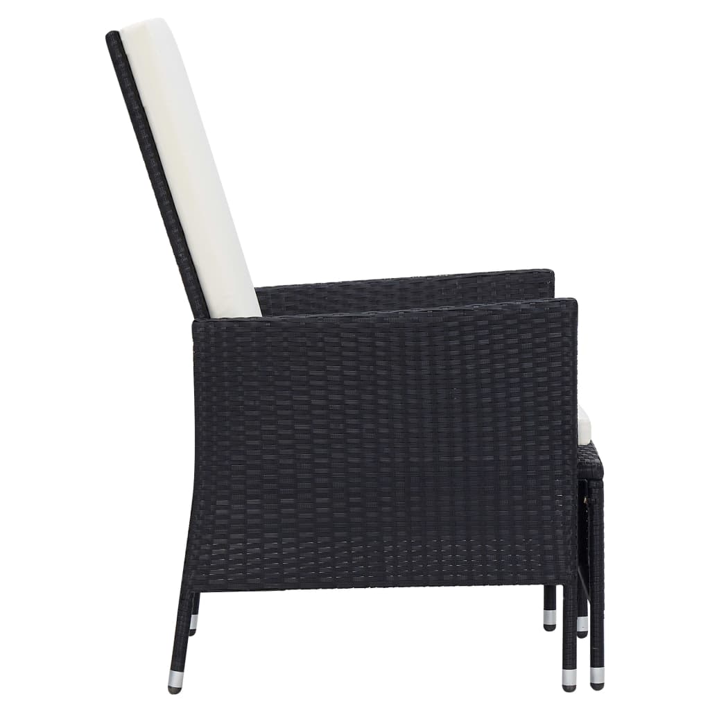 Sedia da Giardino Reclinabile con Cuscino in Polyrattan Nero cod mxl 23069