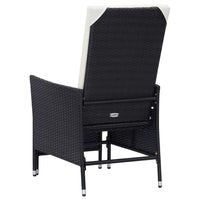 Sedia da Giardino Reclinabile con Cuscino in Polyrattan Nero cod mxl 23069