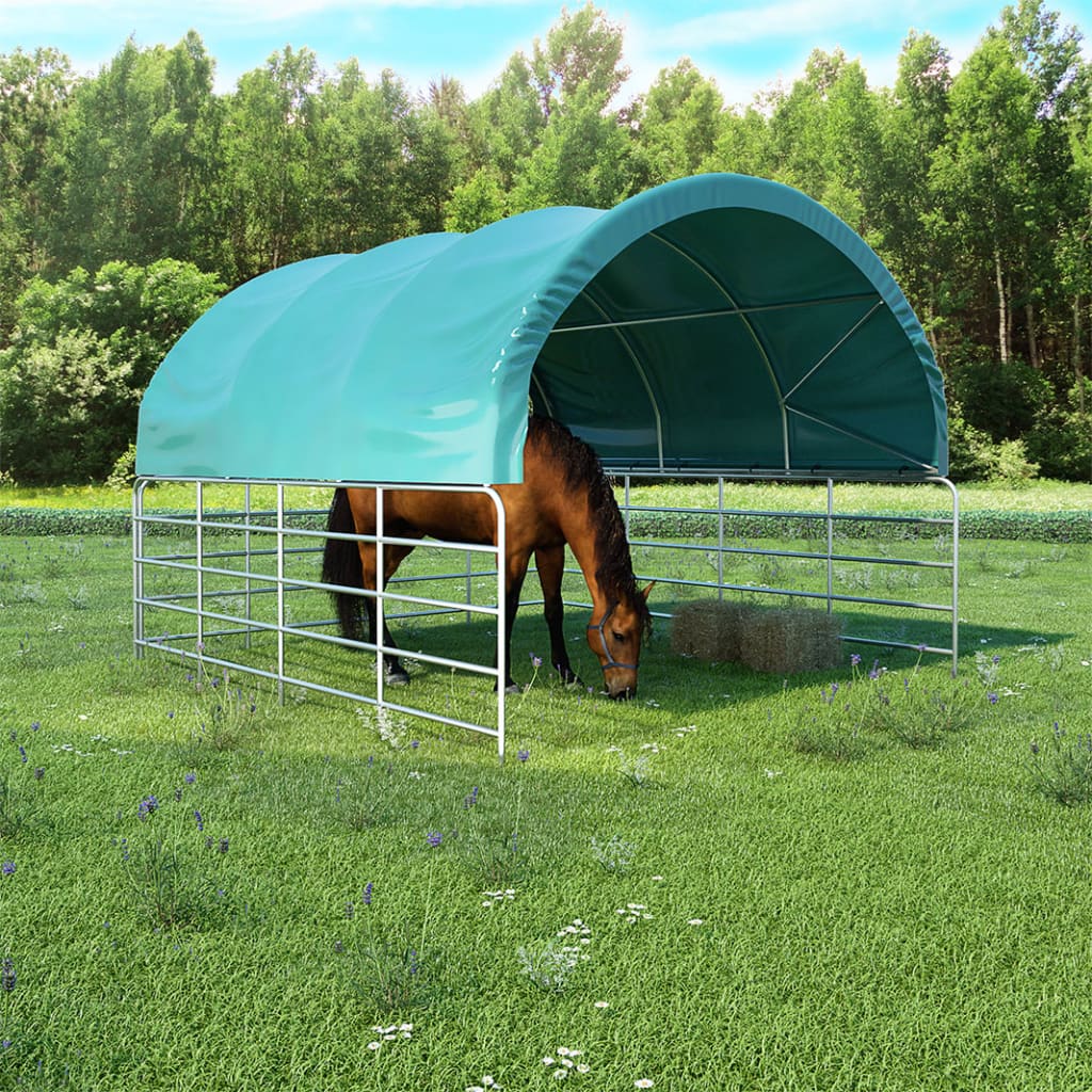 Tenda per Bestiame in PVC 3,7x3,7 m Verde cod mxl 66373