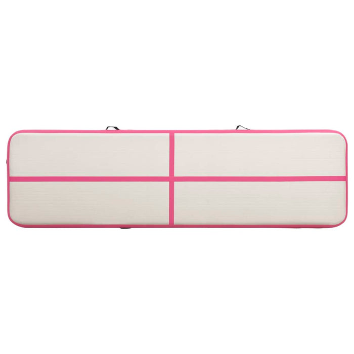 Tappetino Ginnastica Gonfiabile con Pompa 800x100x15cm PVC Rosa 92673