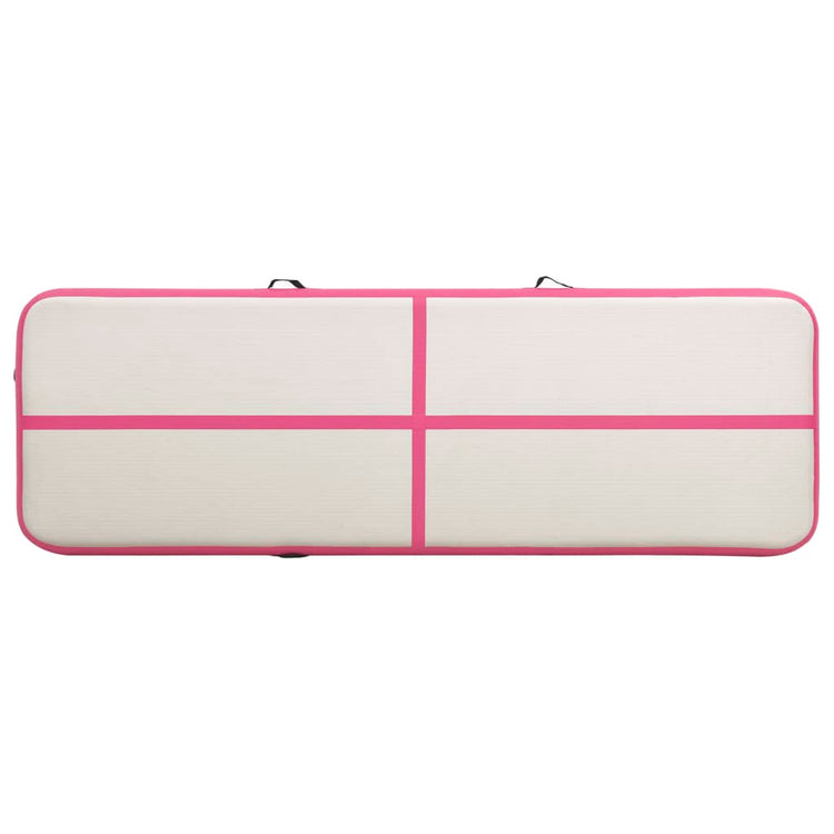 Tappetino Ginnastica Gonfiabile con Pompa 500x100x20cm PVC Rosa 92682