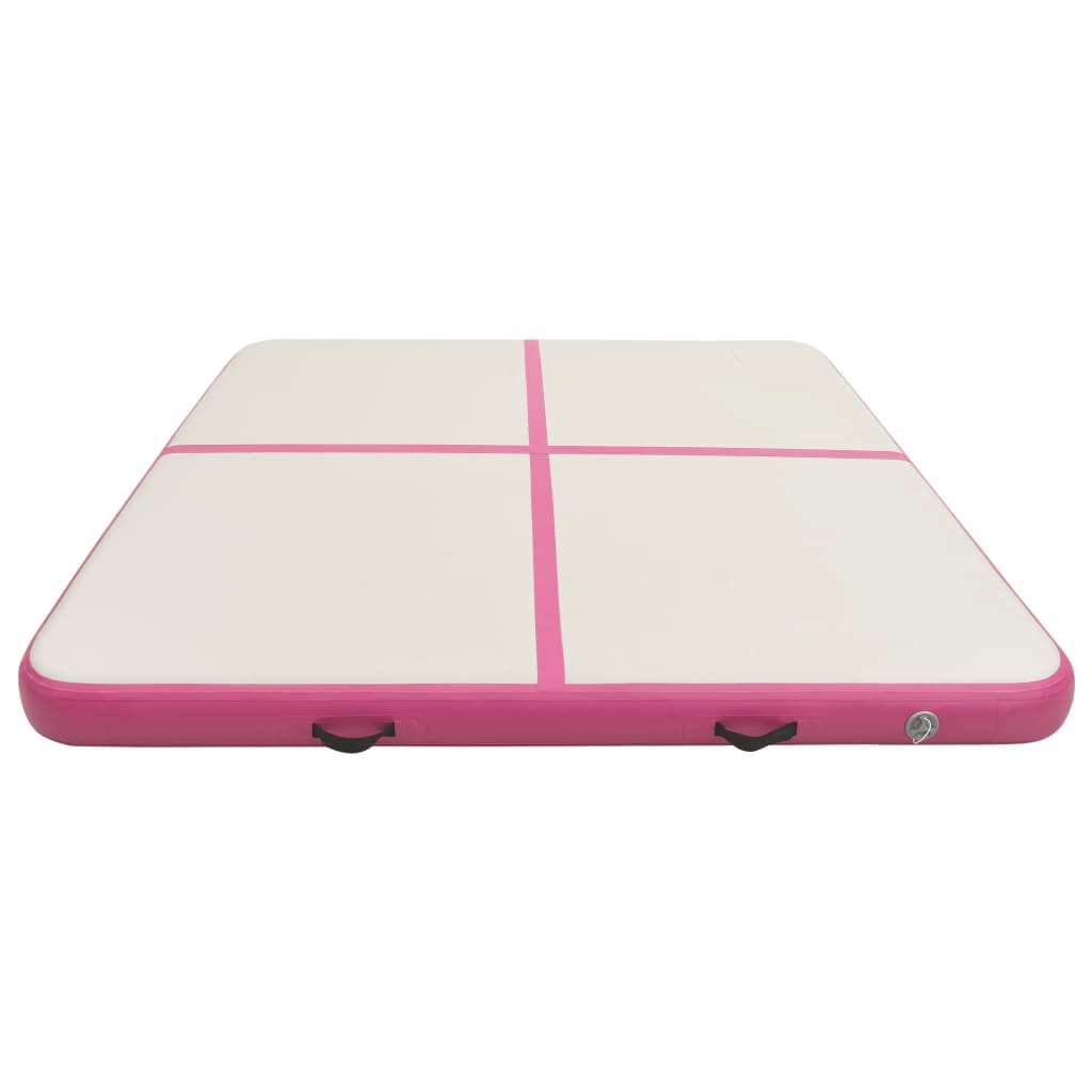 Tappetino Ginnastica Gonfiabile con Pompa 200x200x15cm PVC Rosa 92697