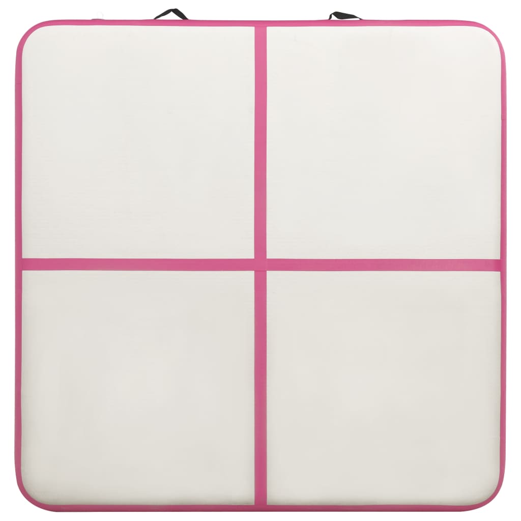 Tappetino Ginnastica Gonfiabile con Pompa 200x200x15cm PVC Rosa 92697