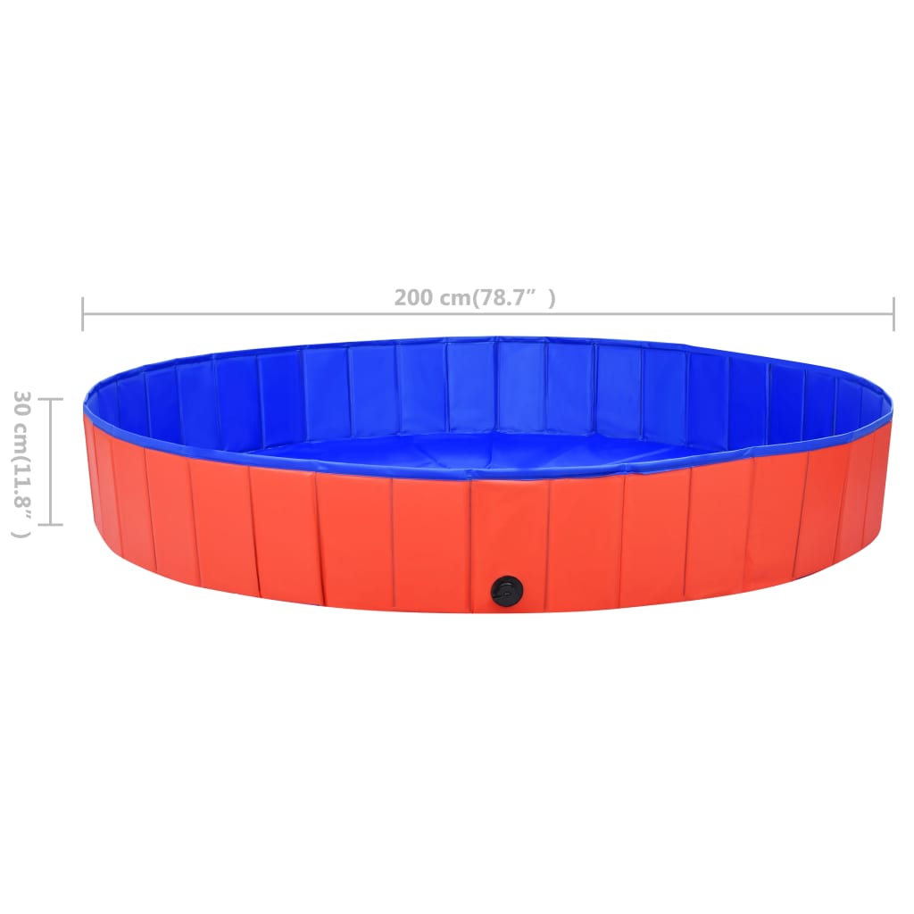 Piscina per Cani Pieghevole Rossa 200x30 cm in PVC cod mxl 72633